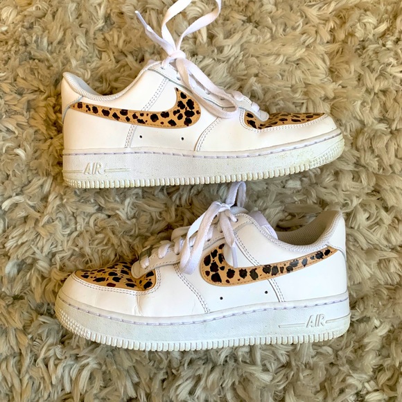 Nike Shoes - Air Force 1s Custom Painted Leopard Print